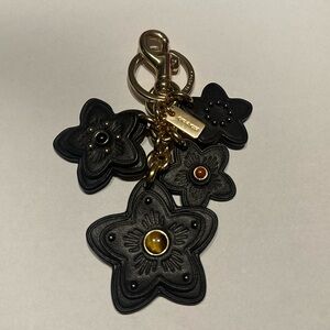 Coach Black Floral Keychain